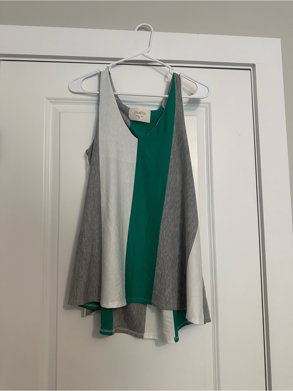 Puella Emerald and Gray Colorblock A-Line Tank